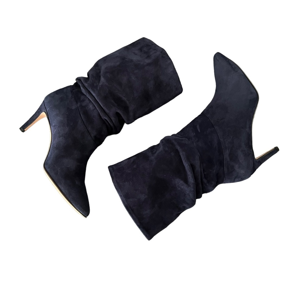 Andrea Carrano RICCIA NAVY SUEDE Mid-Calf Bootie Women’s Size 7.5 - Picture 6 of 12